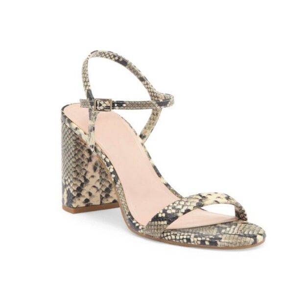 BP Vegan leather Snake print Animal print python Sandal block heel 9 - Picture 1 of 5